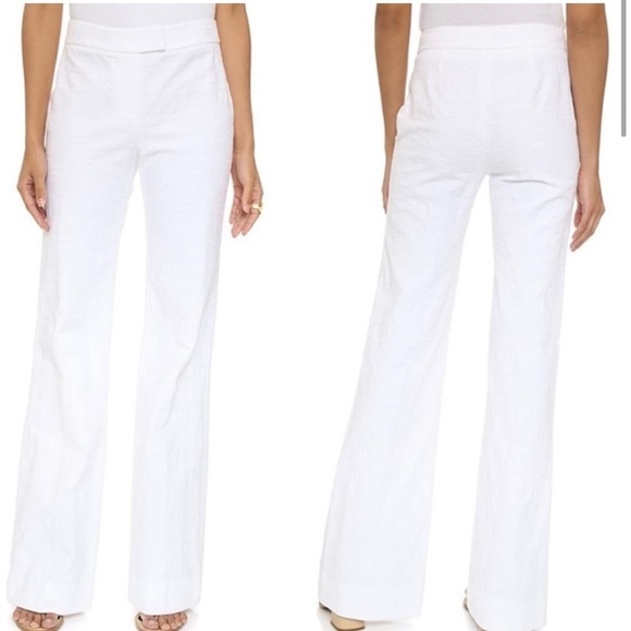 Diane Von Furstenburg Nicola Textured Cotton Wide Leg Pants White - Picture 10 of 10